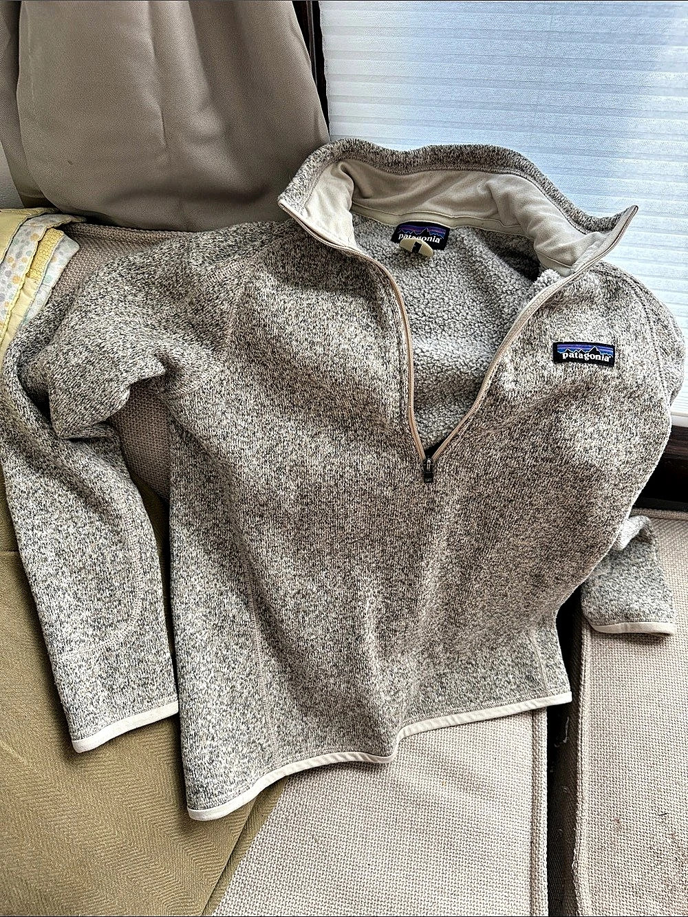 Patagonia Better Sweater Quarter-Zip Fleece Gray & Beige Size Small